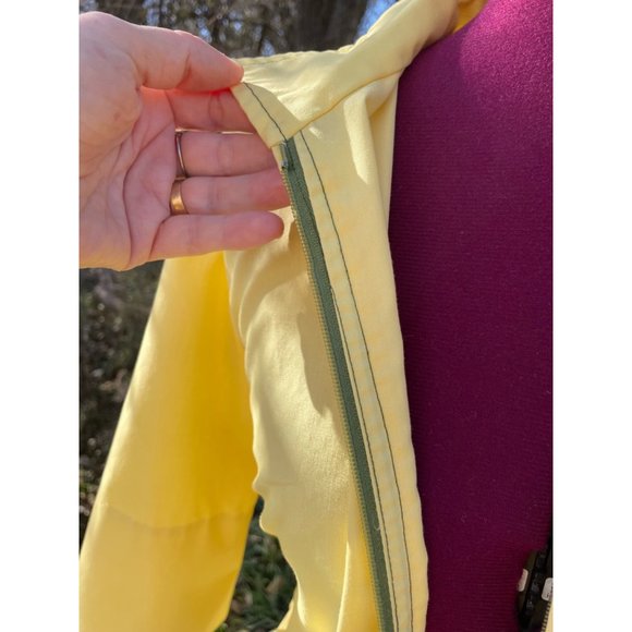 Vintage 1970s Yellow Zip Front Casual dress Front Pocket size L - Picture 10 of 15